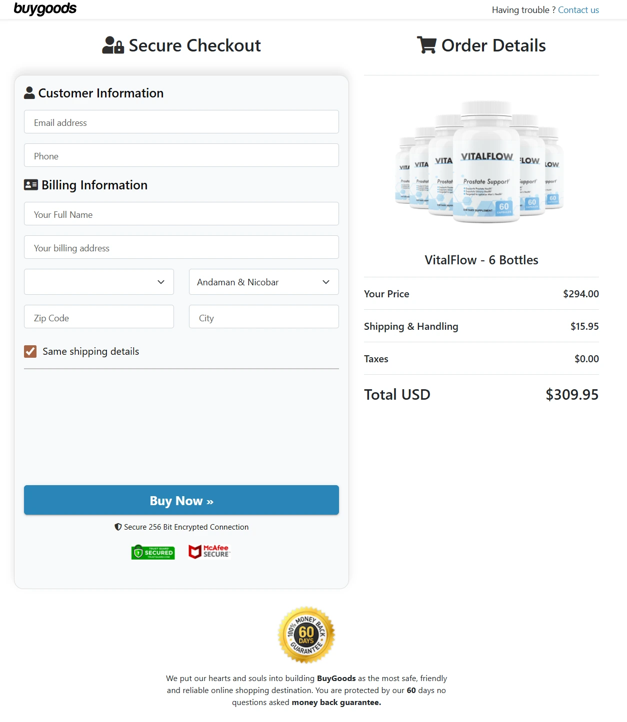 vitalflow vitalflow-secure-checkout-page